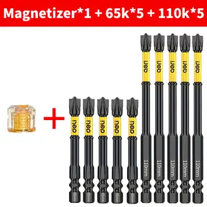 OUDISI 5/10/20-piece Set of Electrician's Screwdriver Bits, Replaceable Screwdriver Bits, Comes with a Magnetizer, a eleven-groove Drill Bit, Features an Anti-slip 1/4-inch Hex Shank, Suitable as a Disassembly Tool for Electricians, Sockets, Switches
