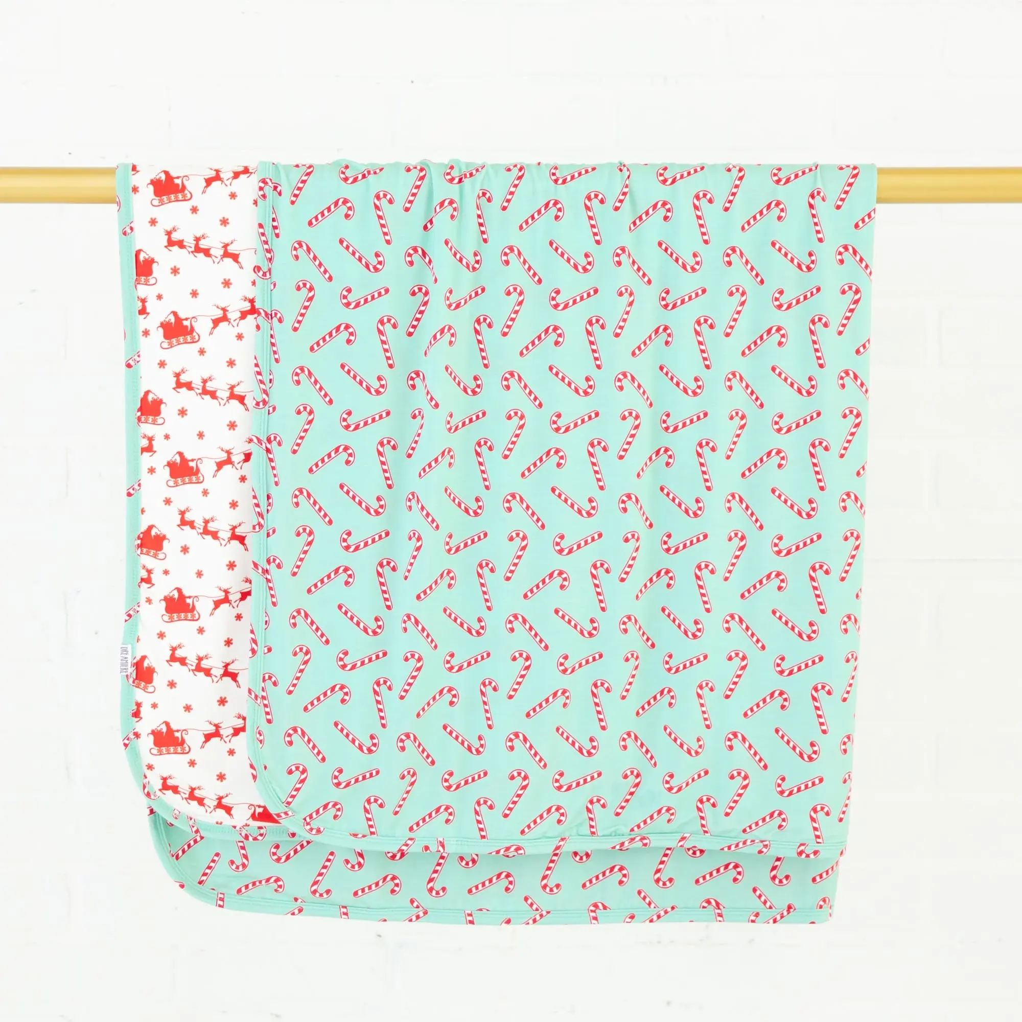 Candy Cane Lane Reversible Blanket - Mint