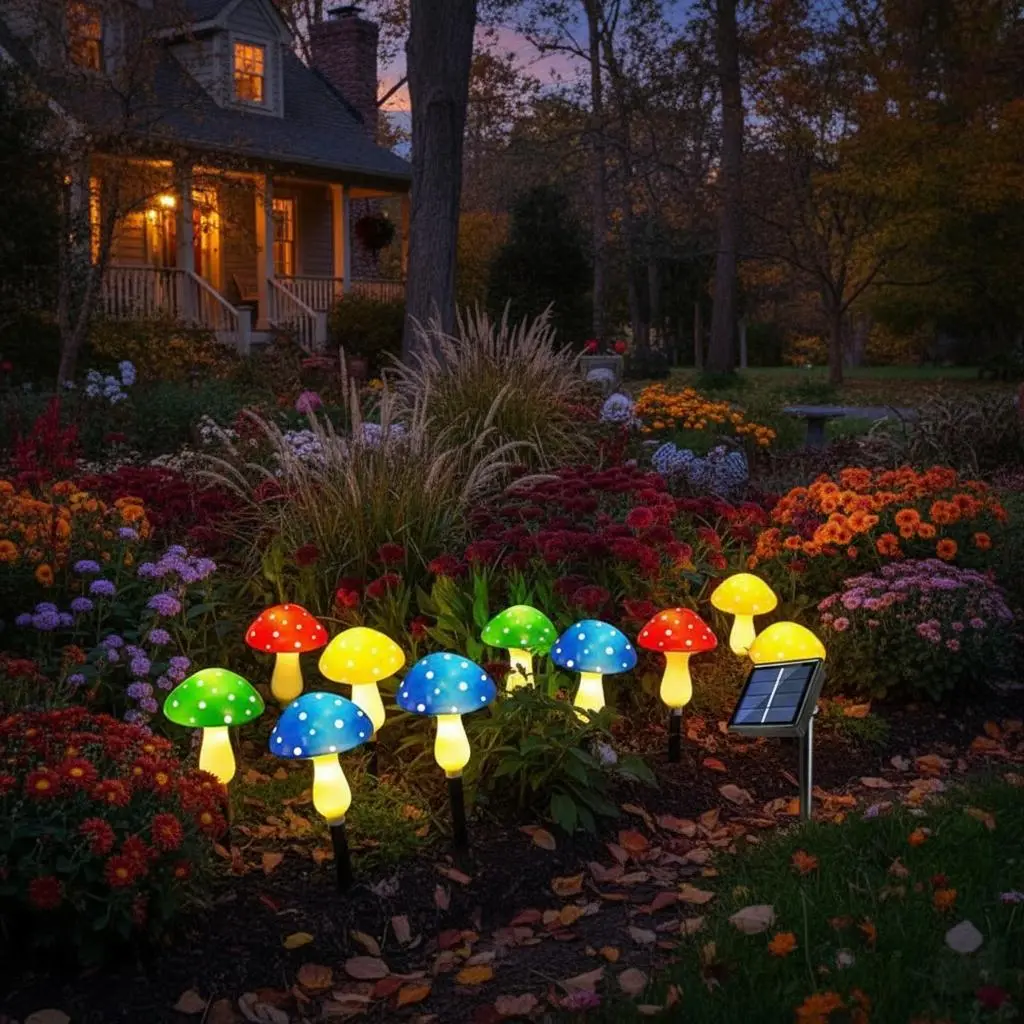 Solar-Powered Mushroom Garden Light, Solar Garden Lamps, 1 Set Outdoor LED Decorative Lamp, LED Courtyard Light for Yard, Patio, and Pathway Lighting, Solar Outside Lights, Outdoor Lights