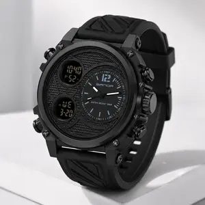 Large Dial Sports Watch for Men Dual Display Analog Digital Waterproof Electronic Wristwatch Multi-Function Outdoor Tactical Timepiece with Alarm Clock LED Backlight Durable Rugged Men's Fashion Accessories Daily Wear Perfect Gift