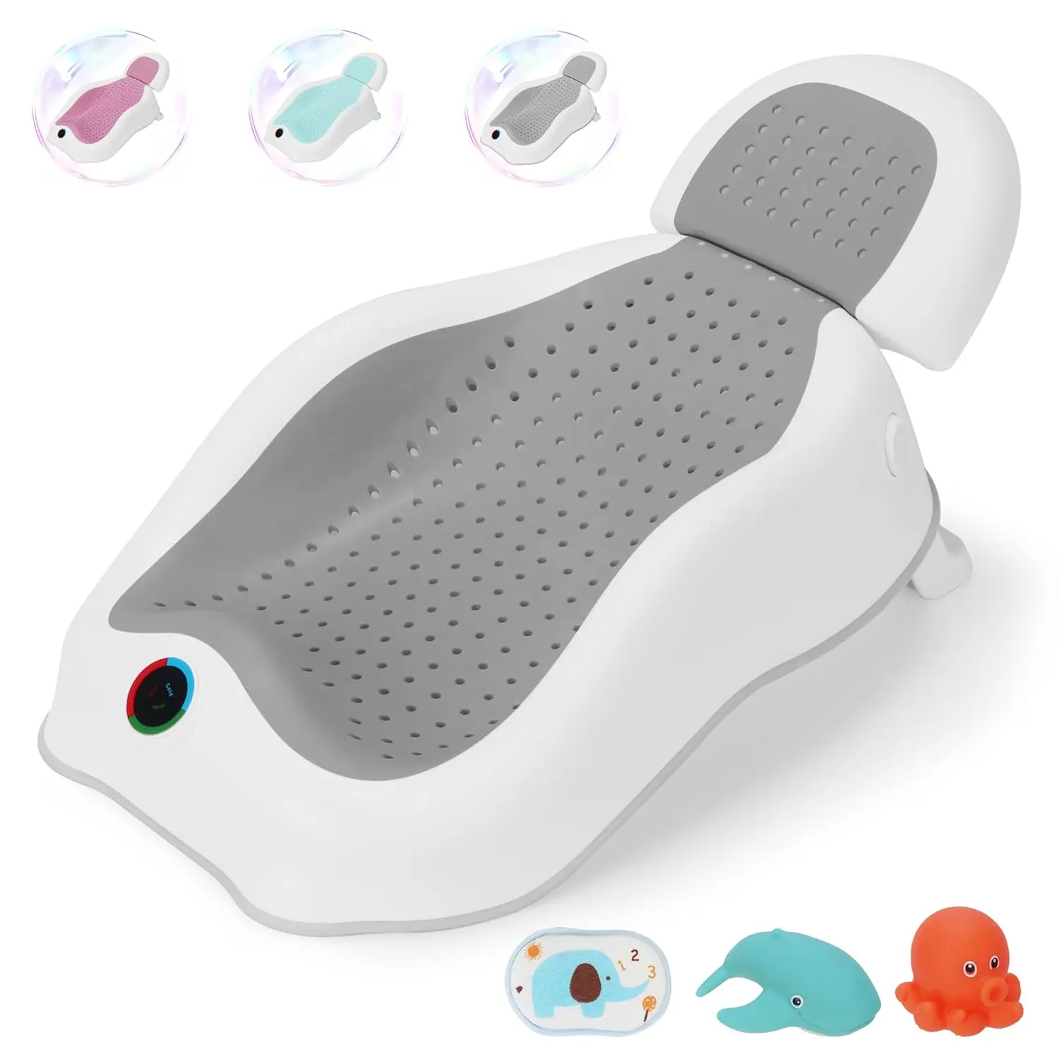 babove Baby Bath Support| Newborn Bathtub,Ideal for Babies Less Than 6 Months Old with Thermometer Baby Bather, Baby tubs for Baby tubs for Newborn Essentials Must Haves-Baby tub (Gray)