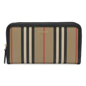 Pre-owned BURBERRY Canvas Small Leather Goods Elmore Leather Long Zipper Wallet