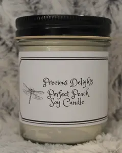 Precious Delights Perfect Peach Soy Candle - Juicy Sweet Scented with Slightly Tart Peaches Picked at Summer Peak