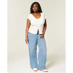 Hollister Low-Rise Medium Wash Baggy Jeans