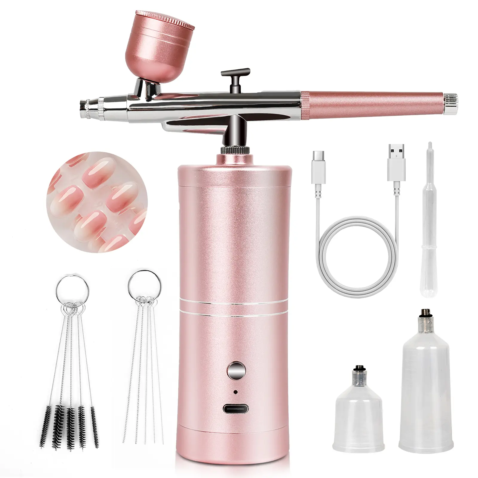 SAVILAND Airbrush Kit: 25 PSI 0.3mm Nozzle Dual-mode Rechargeable Portable Airbrush for Nails Ideal for Ombre French Designs & Gel Nails