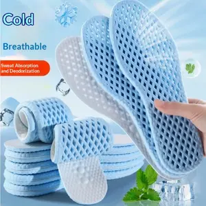 5 Pairs of Summer Cooling, Breathable, Shock-Absorbing, and Sweat-Wicking Insoles — Featuring a Perforated Design, These Ergonomically Supportive Inserts Provide Comfort for Both Men's and Women's Athletic and Casual Footwear.