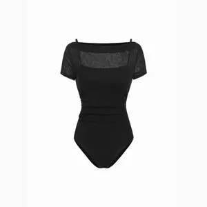 Cider High Stretch Off-shoulder Ruched Bodysuit SwimWeek
