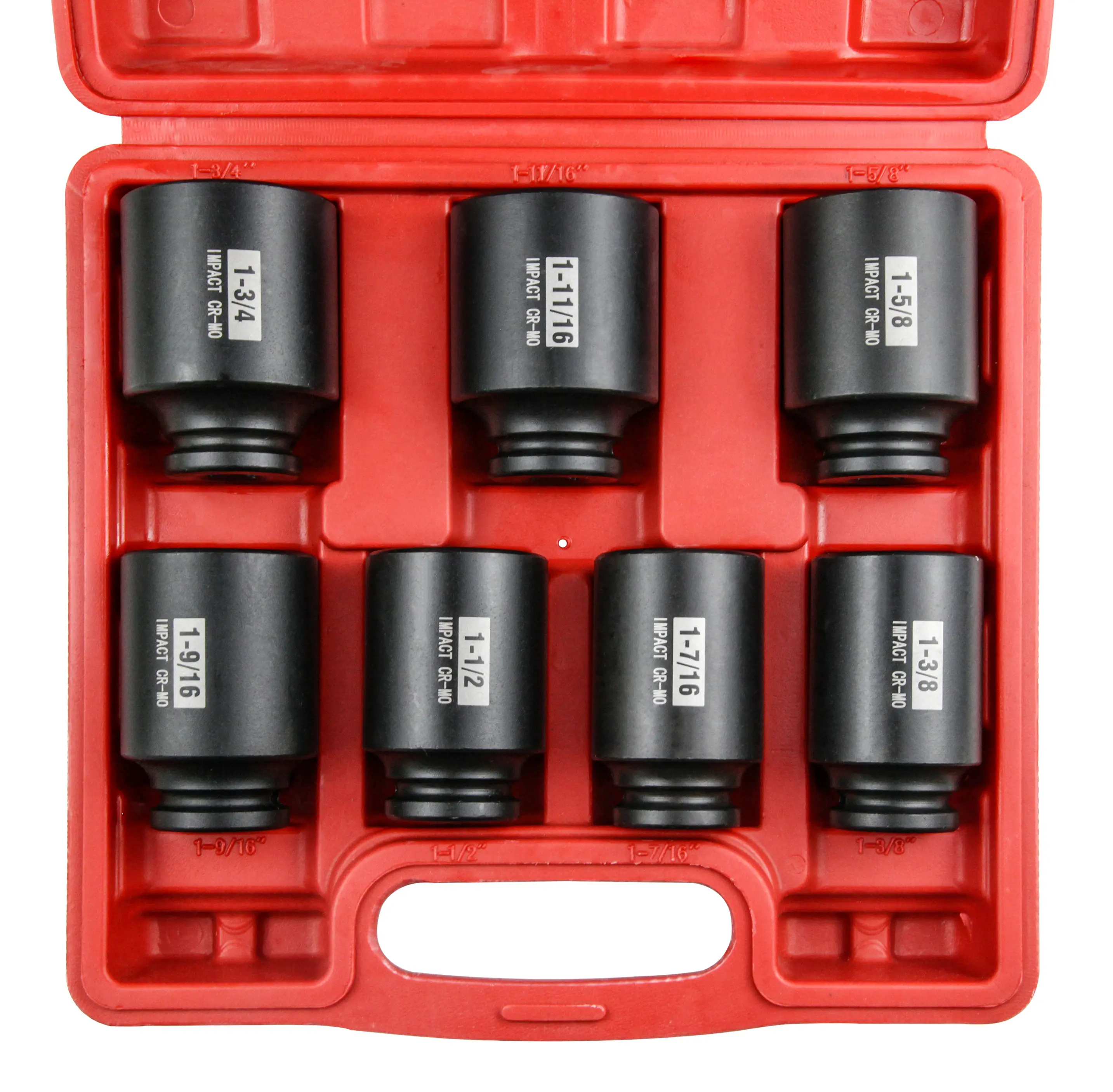 7PCS 3/4" Drive SAE Axle Nut Impact Socket Set - 1-3/8" to 1-3/4", Heavy Duty Chrome Moly Steel Hub Kit with 6 Sockets for Car Repair, Trucks & Heavy Equipment, Six Sockets