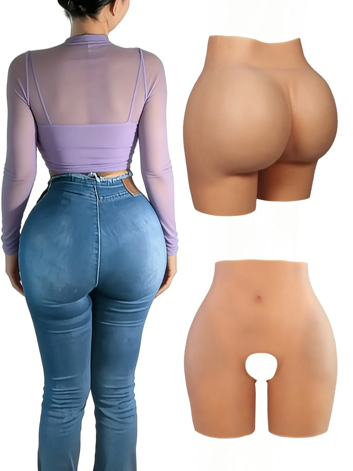 Silicone Pants Body Shapewear Underwear With Hip Enhancer And Fake Buttocks For Women, Suitable For Waist Circumference Of 25.2 Inches -51.18 Inches, Thickness Of 0.35 Inches