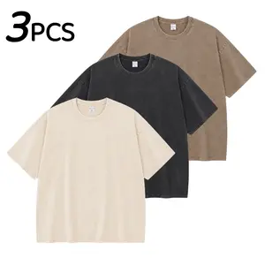 1/3 Pack Y2K Bright Acid Wash Oversized TShirts Unisex 100% Cotton Heavyweight Baggy Tees Streetwear Summer Outfits Men Tops Casual Shortsleeve Plain Menswear Round Neck