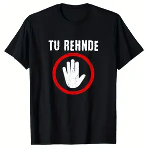 Tu Rehnde Fun Punjabi India Pakistan T-Shirt, 100% Cotton Fun Shirt 200g Heavyweight T-Shirt, Suitable for Men and Women Moms Friends, Black Round Neck Short Sleeve, S-XXXXL Regular Fit Fashion Shirt Cotton Menswear Classic Cotton Tee Casual Short-Sleeve