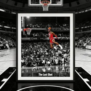 [ SALE UP 45% - UNFRAMED POSTER ] The Last Shot Basketball Poster, Championship Moment Wall Art, Iconic Sports Photography, Unframed G.O.A.T Decor