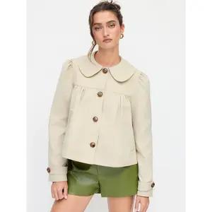 Cider Peter Pan Collar Ruched Oversized Jacket