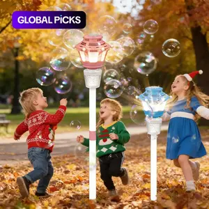 New Garden Bubble Machine with 90ML Bubble Liquid, Dual Head Fixed, Adjustable Height Pole, Dual Mode Indoor and Outdoor Music Light Toy, Bubble Maker #GLOBAL PICKS