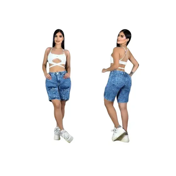 colombian Bermuda, color claro, for womens, casual, uso diario  High Waist 1 Button