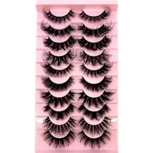Soft Mink Eyelashes 3D Curl Winged End Eye Elongated Fake Lashes Thick Handmade Natural False Eyelash Messy Cross Lash Wholesale (MX-3) Makeup Eyelash Extensions