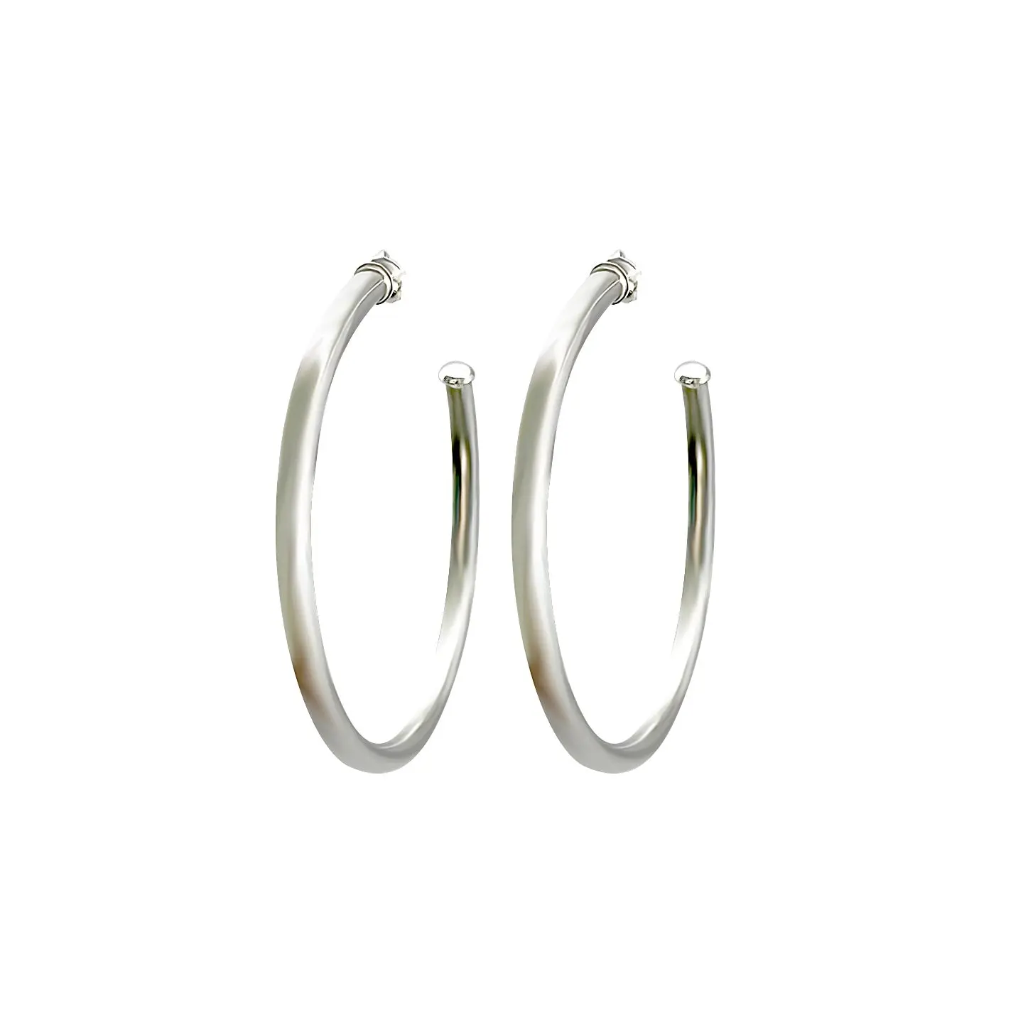 2.5 Inch White Gold Filled Hoop Earrings for Women | Open Ended Screw Back Hoops