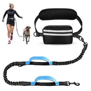 PiPiDoDo Hands Free Dog Leash with Waist Bag & Cushioned Pad – Run, Walk & Stay Active, No Waist Pain, Shock-Absorbing for Single & Dual Dogs