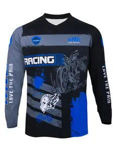 Riding-Style Sports Long-Sleeve Jersey with Racing & MTB Art Design - Breathable Quick-Dry, Moisture-Wicking, Comfortable Fit, Ideal for Cycling Training & Casual Wear, Enhances Sporty Performance, Racing Shirt