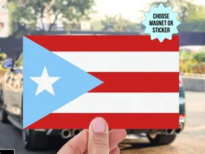 Puerto Rico Independence Light Blue Flag Bumper Magnet, Puerto Rican Pride Ally, Abolish ICE, Anti Trump