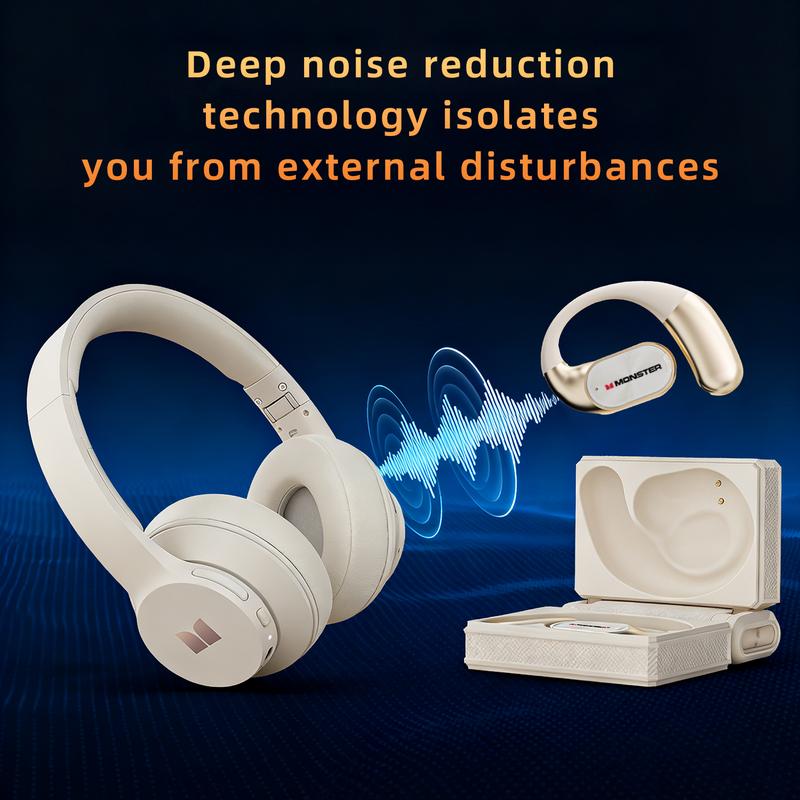 Monster Bluetooth Headphones Combo Set – Mission 100 Over-Ear Wireless Headphones with Deep Bass, Clear Sound & Noise Cancelling Mic + Monster Wireless Earbuds 100H Playtime, Bluetooth 6.0, IPX5 Waterproof, Foldable, Ideal for Travel, Work & Sports Monster Bluetooth Headphones Combo Set – Mission 100 Over-Ear Wireless Headphones with Deep Bass, Clear Sound & Noise Cancelling Mic + Monster Wireless Earbuds 100H Playtime, Bluetooth 6.0, IPX5 Waterproof, Foldable, Ideal for Travel, Work & Sports