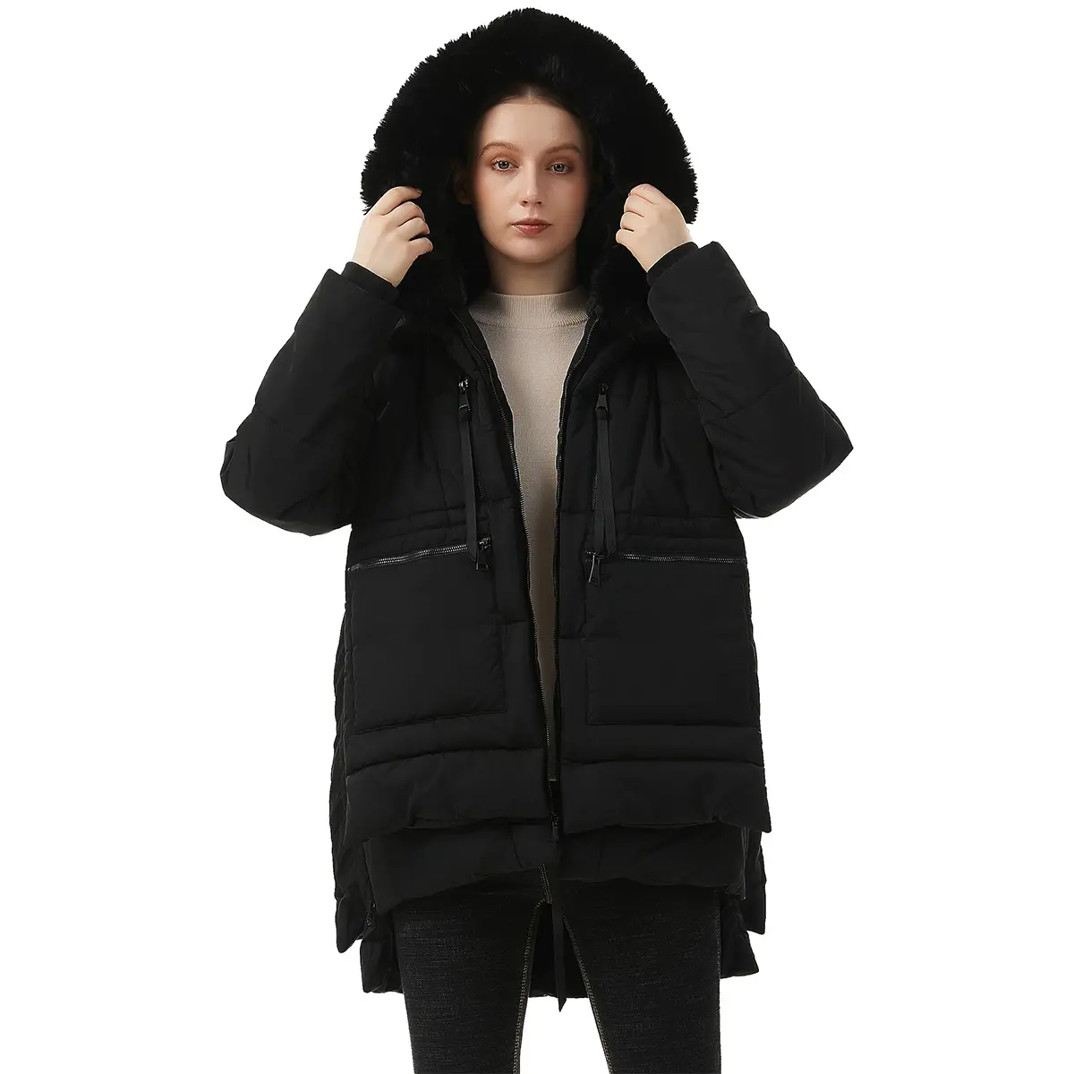 Fuphine Women's Waterproof Winter Coat - Hooded Down Jacket with Extra Warmth, Thicken Fleece Lined, Parka Style, Removable Faux Fur Trim for Chilly Weather, Ultimate Winter Fashion