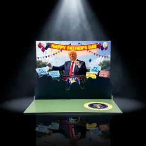Funny Talking Pop Up Fathers Day Card with Lights & Sound, Plays Heartfelt Voice Message, 3D Pop-Up Scene with Podium & Cheering Crowd, Funny Novelty Father's Day Card from Son, Daughter, or Wife