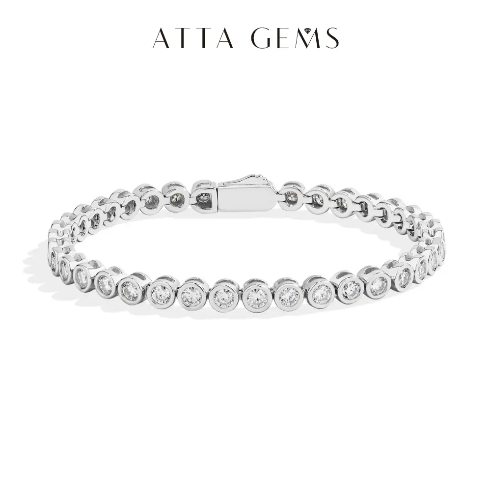 ATTAGEMS Round Cut 3.0MM bubble Tennis Bracelet Lab-Created Moissanite for Women 925 Sterling Silver Sparkling Bracelets Fine Jewelry Travel Party Gift  B051, Party Wear, Sparkling Look summerwins