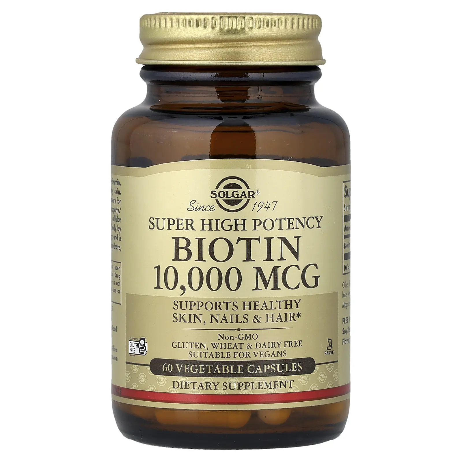 Solgar Biotin, Super High Potency, 10,000 mcg, 60 Vegetable Capsules