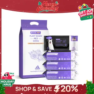 Dog&Cat Moisturizing Wipes, HICC PET Plant-Based Gentle Deodorizing Nourishes Fur Rose Scent, Biodegradable Sensitive Grooming for Family Pets - Paws