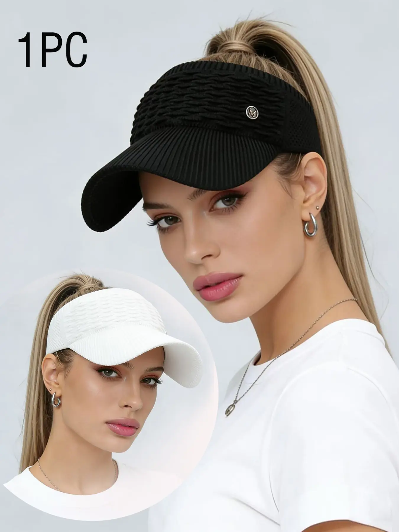 Women's Solid Color Knit Casual Sun Hat, Cooling Sun Cap, Breathable High Ponytail Baseball Cap, Stylish Headwear, Ideal for Outdoor Sports, Beach Travel, UV Protection, Sports Outdoor Hats