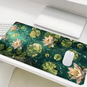 Lotus Pattern Mouse Pad, Rectangle Gaming Mouse Pad, Office Desk Keyboard Mat for Home Office Game Room Desk