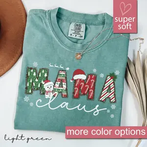 Comfort Colors Christmas Mom Shirt - Mama Claus Holiday Family Christmas Tee, Festive Christmas Mama Shirt, Family Christmas Gift