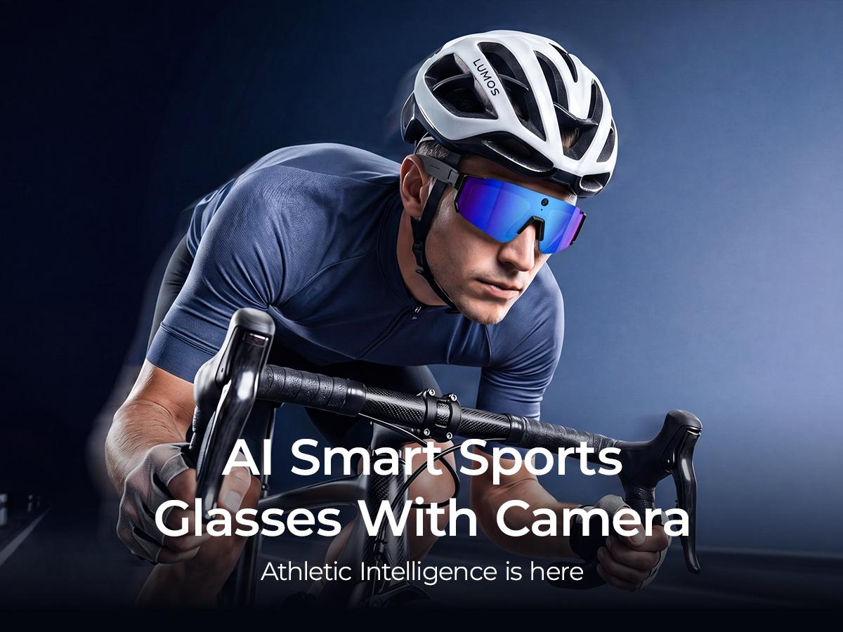 Smart Sports Glasses with 8MP Camera, 2KPhoto/1200P Video Recording WearableGlasses, IP54 Waterproof MultifunctionalWireless Audio Bluetooth Glasses withHeadphone, Outdoor Sports PolarizedSunglasses with Al Voice Assistant, UVProtection Eyeglass