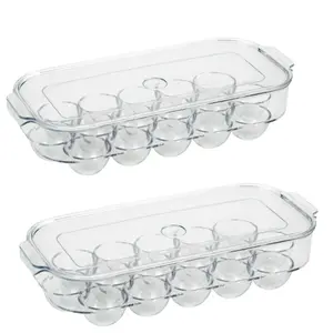 Plastic Egg Holder - 2 Pack 16 Compartment Kitchen Utensils Lightweight Transparent