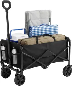 Collapsible Wagon Cart Foldable with Wheels, 67L Large Capacity 220lbs Utility Wagon – Heavy Duty with 360° Detachable Brake Wheels, 600D Waterproof Oxford Fabric, Adjustable Handle for Camping Grocery Garden Beach