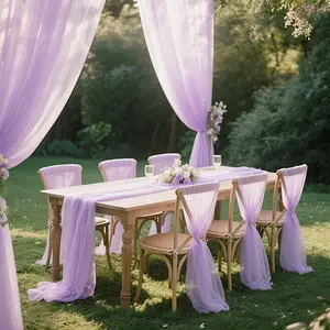 Light Sheer Fabric, 10.01m Long, Semi-Transparent Table Decor, Ideal for Dining Tables, Party Chairs, Wedding Reception, Minimalist Occasions