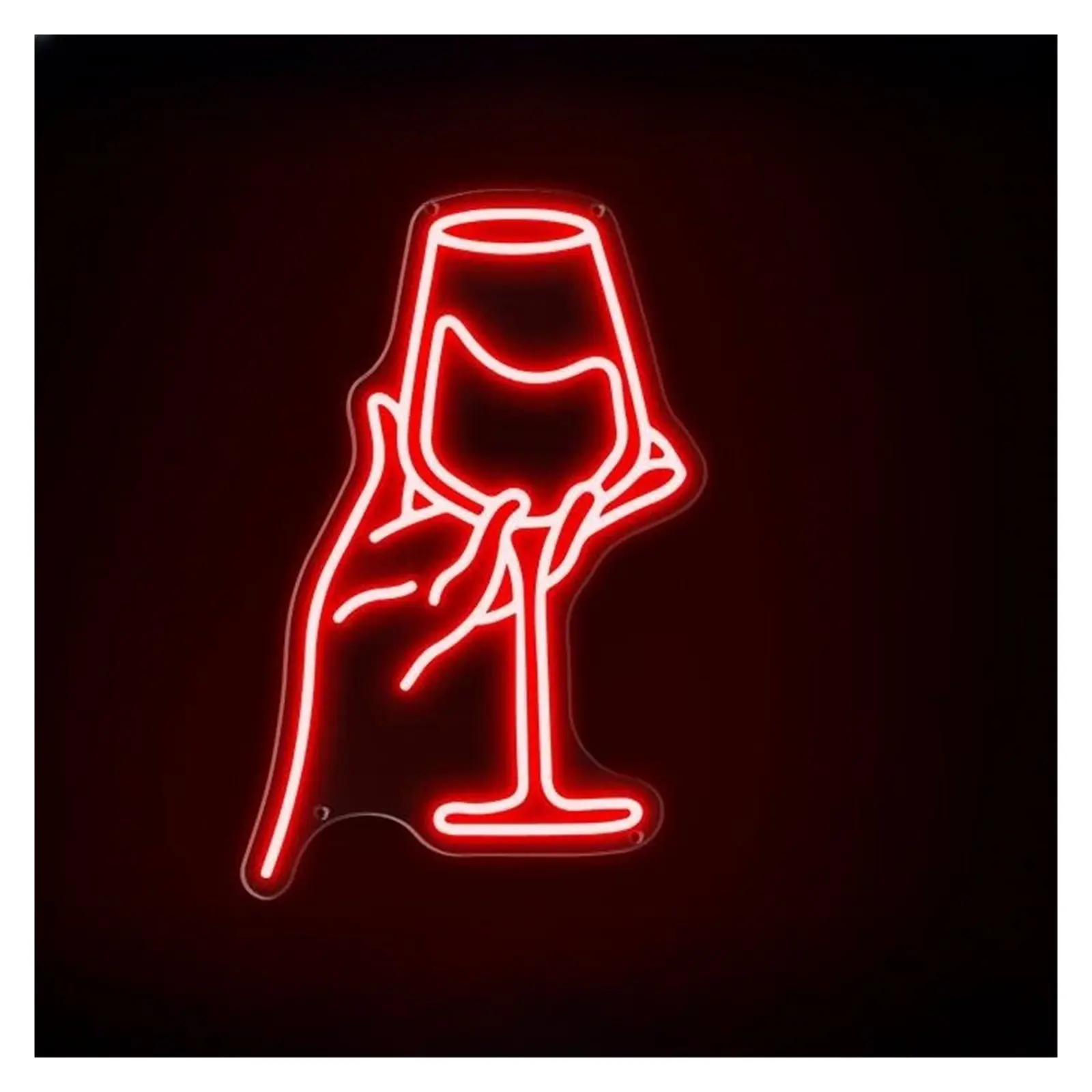 Sign Illuminated Goblet Neon Signs Red Wine Glass Signboard Led Neon Light For High-end Restaurant Bars Club Party Wall Decoration Sign 26.3x40cm Sign Illuminated