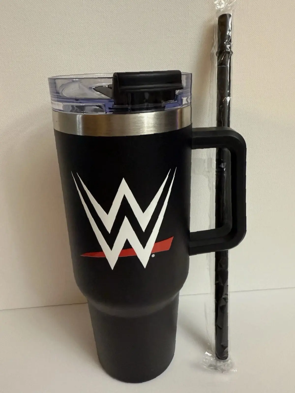 Professional WWE black Stainless Steel Tumbler With Handle Lid And Straw NEW - Ready to Ship
