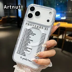 Virtuous Proverbs Woman Pattern Magnetic Phone Case for iPhone 17 16  Pro Max Plus 15 14 13 12 11 Air E Non-Yellowing Clear Crystal Drop-proof Slim Silicone Shockproof Transparent Acrylic Large Hole Cover Supports Wireless Charging