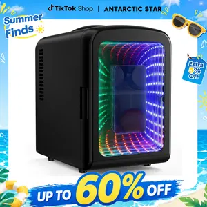 Antarctic Star 4L Mini Compact Refrigerator with Gaming Light: 6-Can Portable Cooler for Bedroom, Car, Office, Dorm - Cosmetics, Beverage & Food Storage Note: internal temp varies with ambient temp.