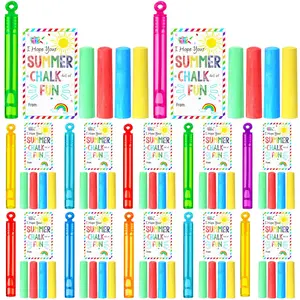 12/24 Sets End of School Year Gifts Bulk for Students, Dustless Outdoor Jumbo Sidewalk Chalk Blessing Card Mini Bubble Wands, Summer Large Non Toxic Washable Street Chalk Class Gifts, Graduation Party Favor Goodie Bag Stuffer Fillers for Kindergarten