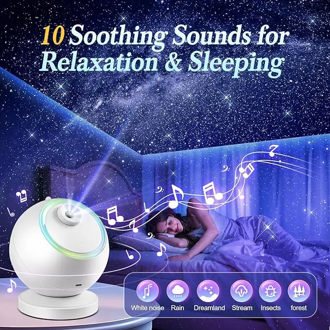 Galaxy Projector 3-in-1 Starry Sky Projector Night Light, Galaxy Star Projector Starry Projector Light, Rechargeable Star Projector Galaxy Light with 15Music&Bluetooth, SpaceProjector with Timer,Moon Light Lamp for Bedroom Decor