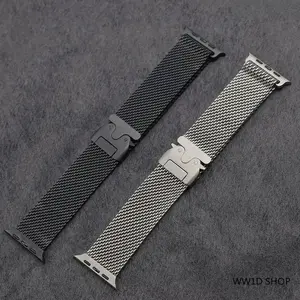 Titanium Milanese Loop Band for Apple Watch Ultra 2 49mm Series 10/9/8/7/6/5 | Secure Parachute Buckle Smartwatch Accessories Smartwatch Compatible Bands