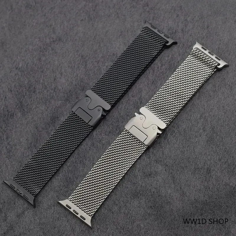 Titanium Milanese Loop Band for Apple Watch Ultra 2 49mm Series 10/9/8/7/6/5 | Secure Parachute Buckle Smartwatch Accessories Smartwatch Compatible Bands