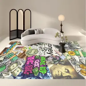 Hip-hop Creative Print Character Design Carpet, 1 Count Trendy Style Soft Bedroom Carpet, Cartoon Pattern Rug, Home Decoration Easy To Care Carpet for Home Dormitory Living Room Hotel