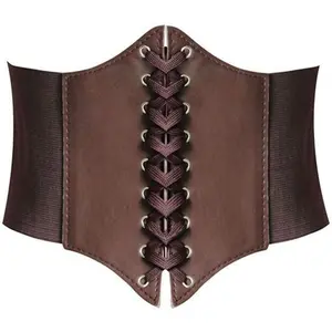 Lace-up Waspie Corset Belts for Women Elastic Waist Belt Tied Retro Wide Belt