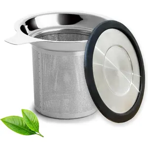 Tea Infuser, Extra Fine Mesh Tea Strainer with Silicone Lid, 304 Stainless Steel Tea Infusers for Loose Tea, Tea Steeper Basket Filter for Teapot, Mug, Cup