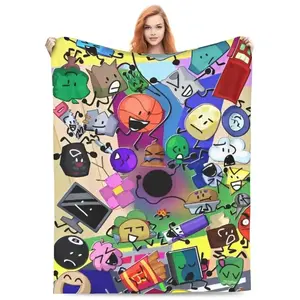 BFDI Poster Redraw Wool Blankets Battle for Dream Island Vintage Throw Blanket for Home 200x150cm Bedspread