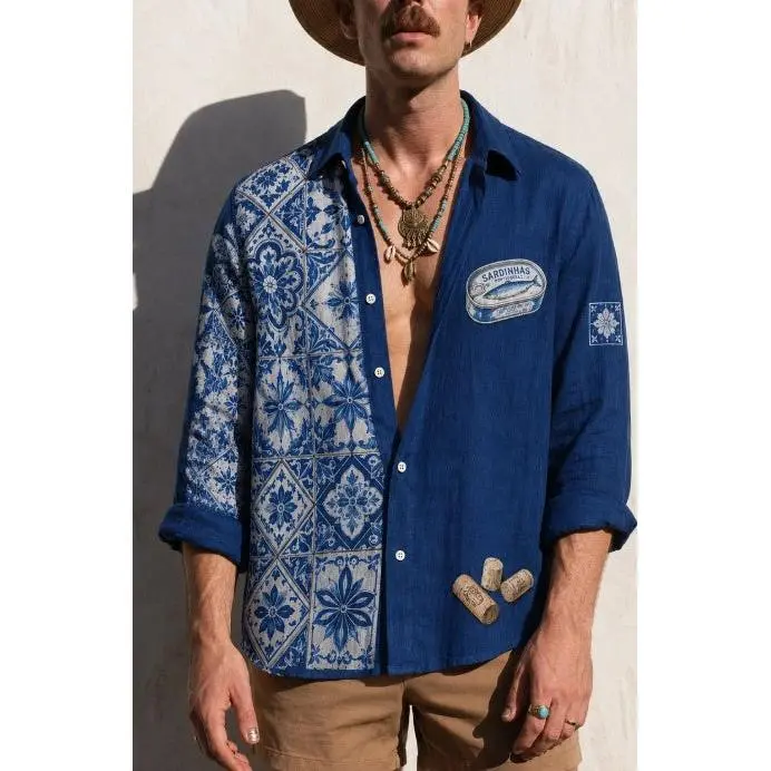 Portuguese Tile Print Oversized Shirt